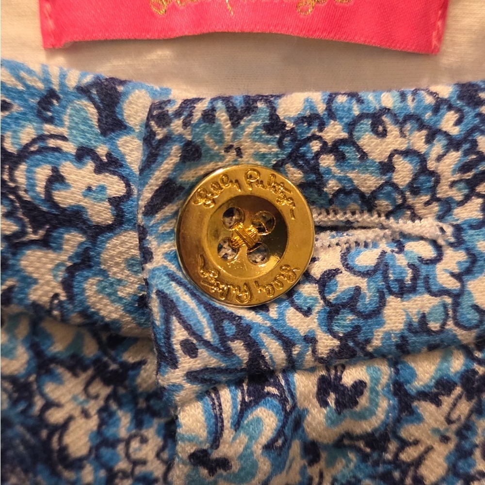 Lilly Pulitzer Callahan Blue and White Floral Knit Shorts Size 14 - Picture 4 of 5